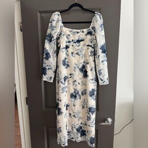 Abercrombie & Fitch Cream Dress with Blue Floral Print